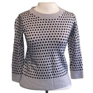 J.Crew polkadot long sleeve sweater gray and black merino wool small
